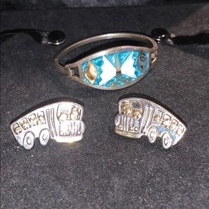 Silver and Gold bus earrings